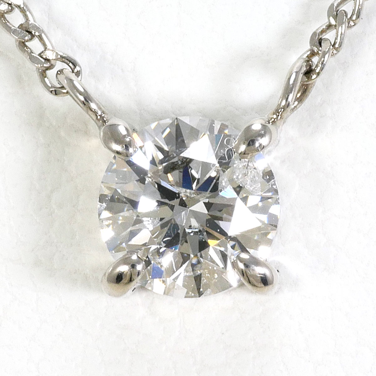 PT850 プラチナ ネックレス ダイヤモンド 0.5ct I1 鑑定書 総重量約3.1g 約46cm 中古
