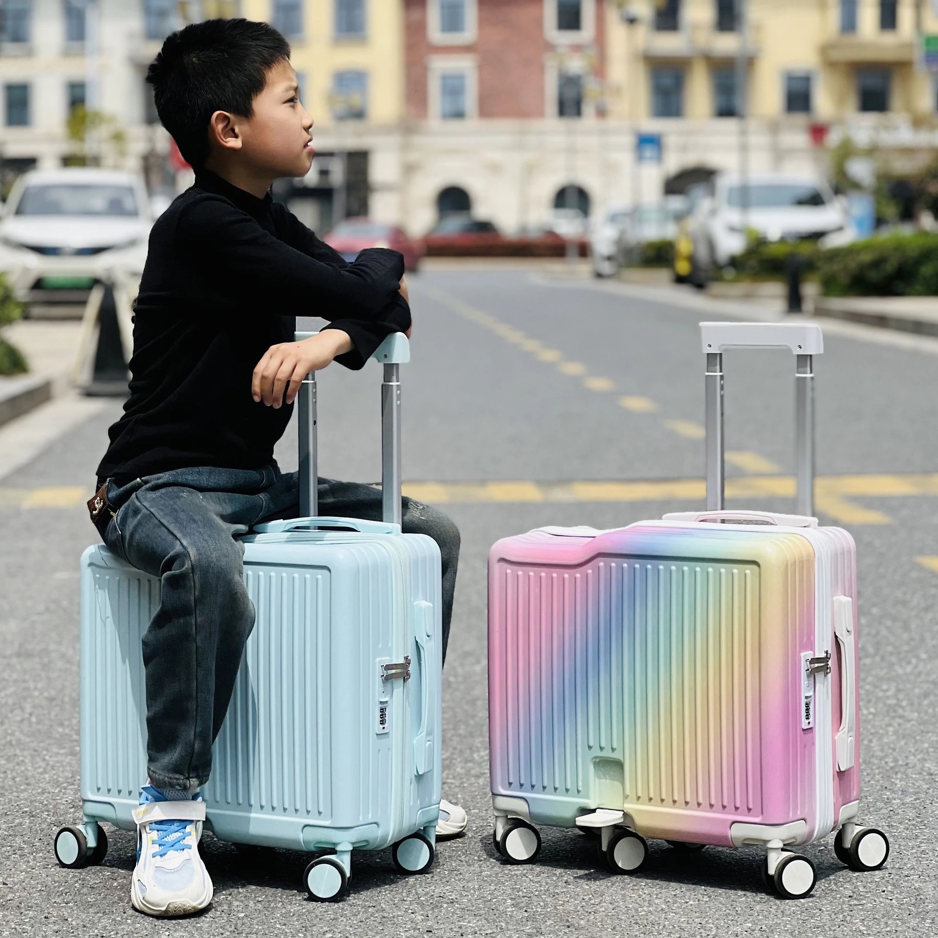 3日以内に出荷キッズ 乗れる ラゲージ レディース スモール 軽量 インチ ボーディング ジュニア トロリー トラベル サイファースーツケース