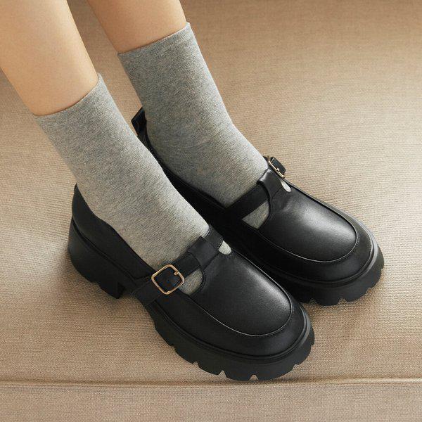 M.レクサ牛革バックルチャンキーシューズ ブラック 516523209AA