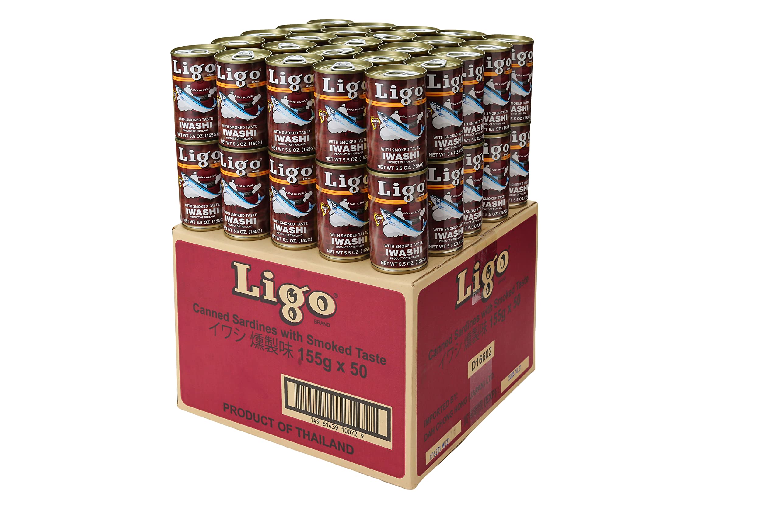 Ligo イワシ燻製味 155g x 50缶【ケース販売】防災 備蓄 保存食　いわし缶