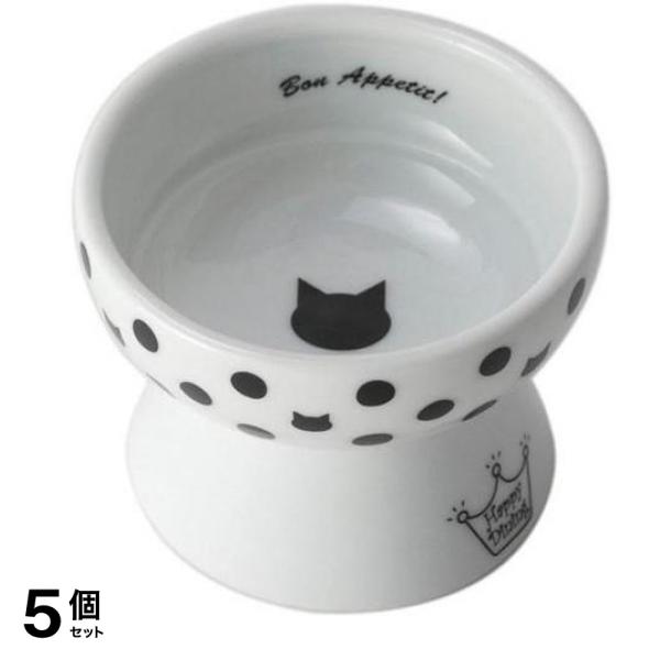 猫壱 猫用食器 ハッピーダイニング 脚付フードボウルプチ(旧おやつ皿) 水玉 1個入 5個セット