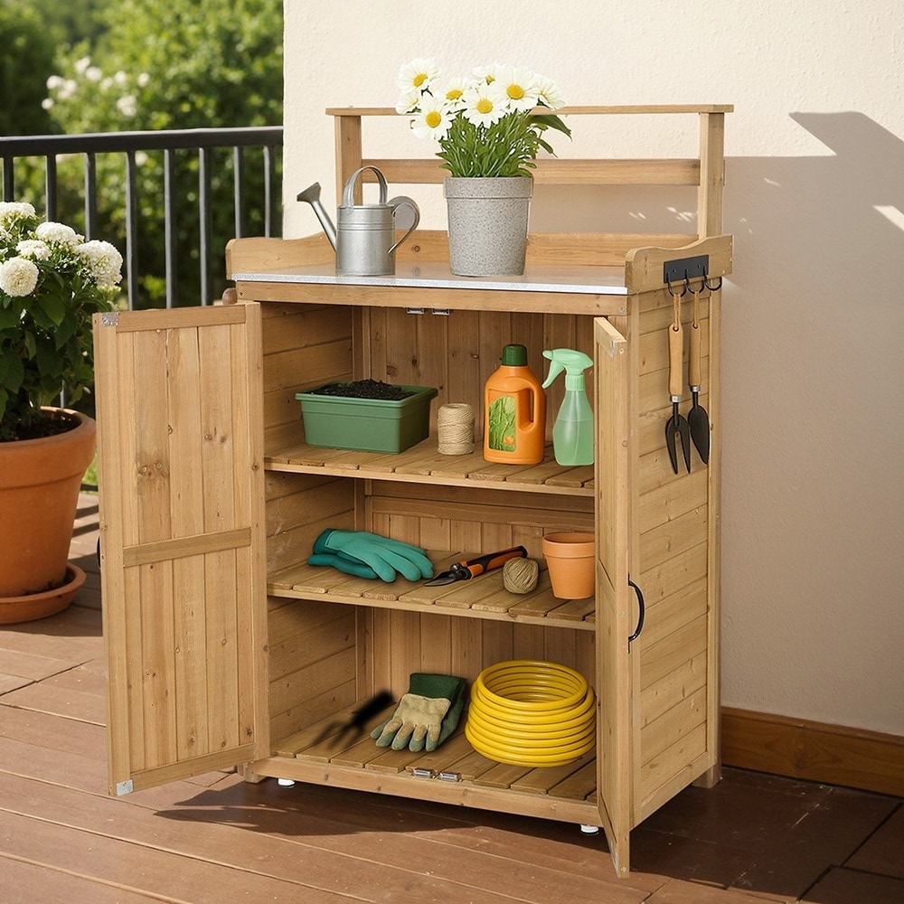 【国内即日発送】物置き 木製 収納庫 観音扉 ガーデニング用品 小屋 戸外収納庫 大型 屋外物置 棚 大型 ドア ベランダ 物置き 屋外収納 ガーデニング ウッド 園芸用品 庭 倉庫 DIY 頑丈 新
