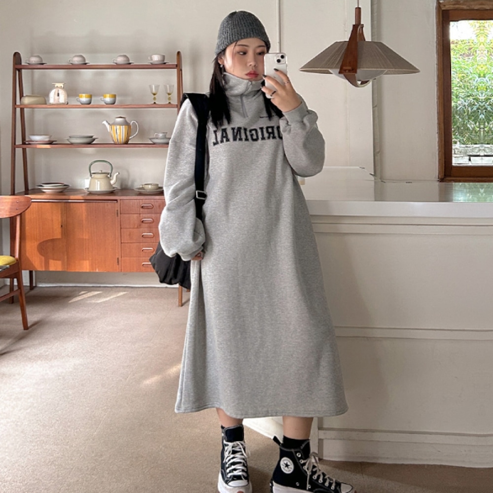 (EVELET BY JSTYLE) EVELET DUIKEL ハーフジップアッププリントロングドレス Jスタイル