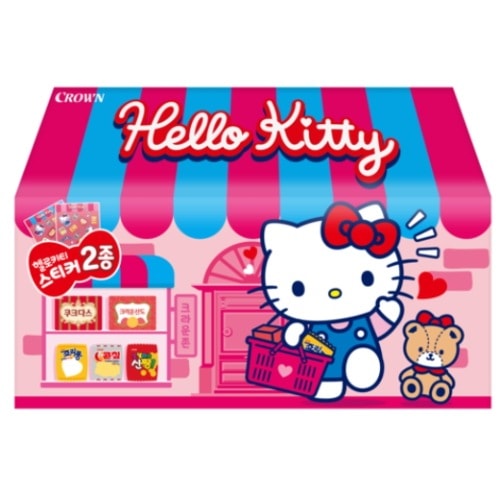 [SNS人気]【人気韓国スナック】【ハローキティ】スウィートショップお菓子+ステッカー2種セットサンリオ正規品・かわいいギフト・韓国限定パッケージ！/誕生日ギフト/韓國お菓子セット/ステッカー付き