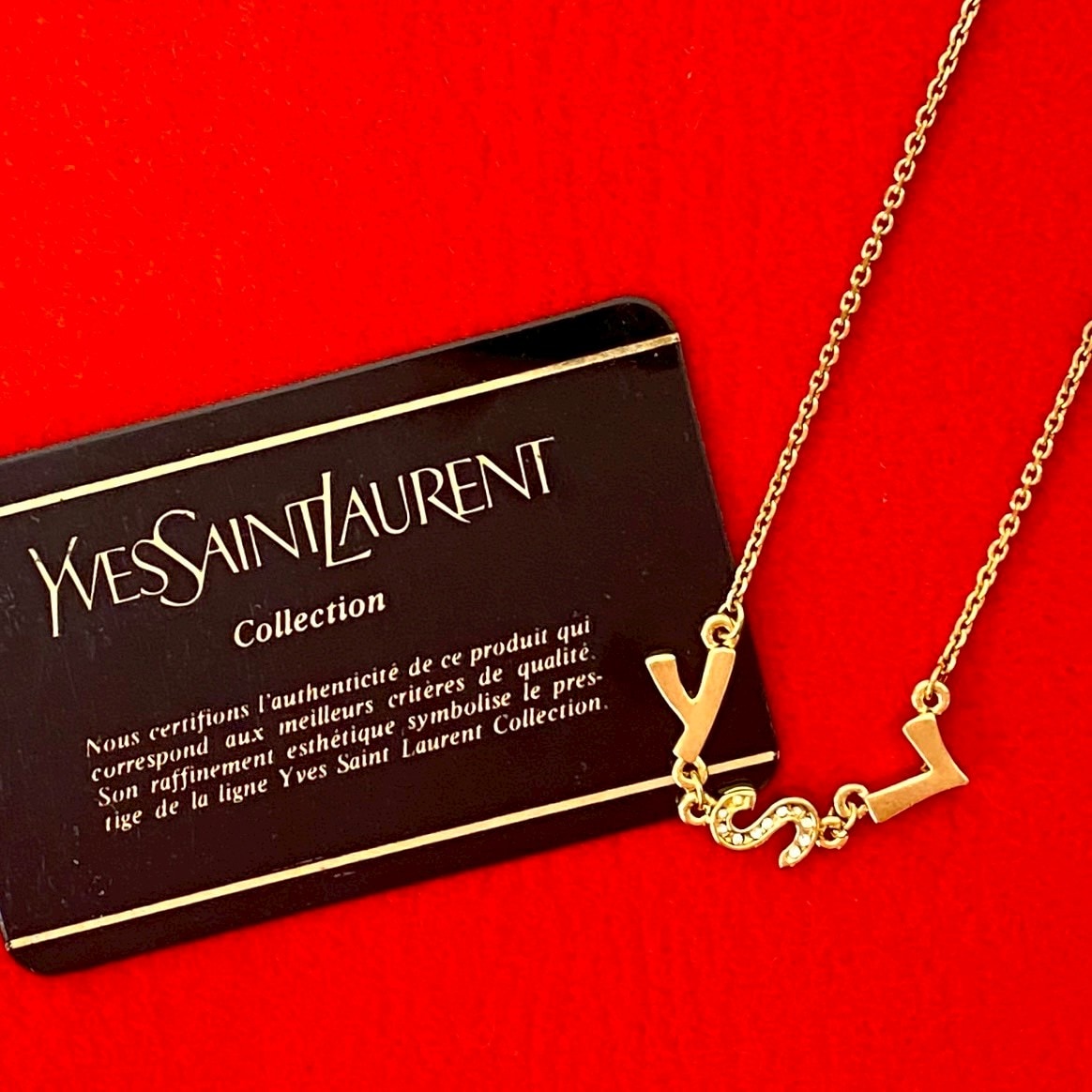 ヴィンテージ YSL ロゴネックレス GP ゴールド 49245