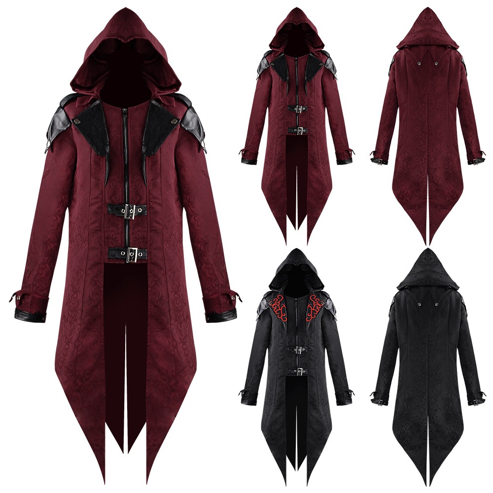 K1206Wish新型中世ハロウィーンはコート男兄特暗黒服装をつなぎ合わせた