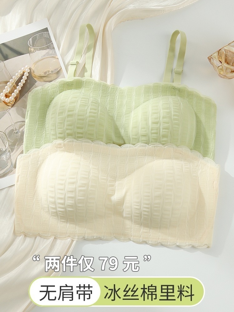 女性用ストラップレス下着プッシュアップ滑り止め貧乳リムなし見えないブラジャー薄い胸ラップ