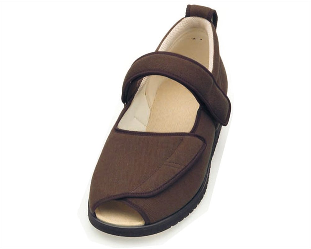 介護シューズ あゆみ オープンマジックII 施設・院内用 ブラウン Mサイズ(22.0~22.5cm) 足囲3E 両足