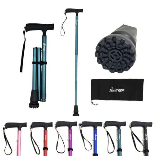 ポンツェ 杖 折り畳み 全地形型 軽量 男女兼用 8段階調節 ﾌﾞﾗｯｸ ｸﾞﾘｰﾝ ﾚｯﾄﾞ ﾋﾟﾝｸ ﾊﾟｰﾌﾟﾙ ﾌﾞﾙｰ (グリーン) 5,100円