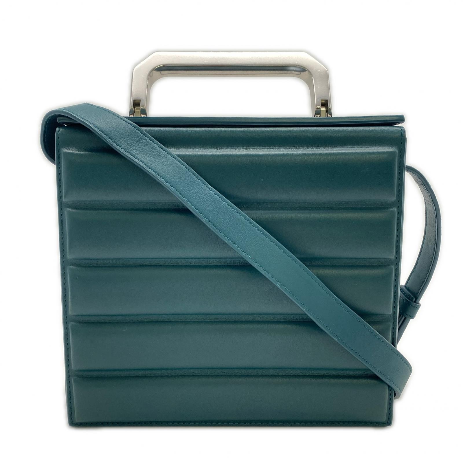 3日以内返品可 美品 2wayショルダーバッグ レザー 2WAYバッグ 591717 グリーン レザー レディース