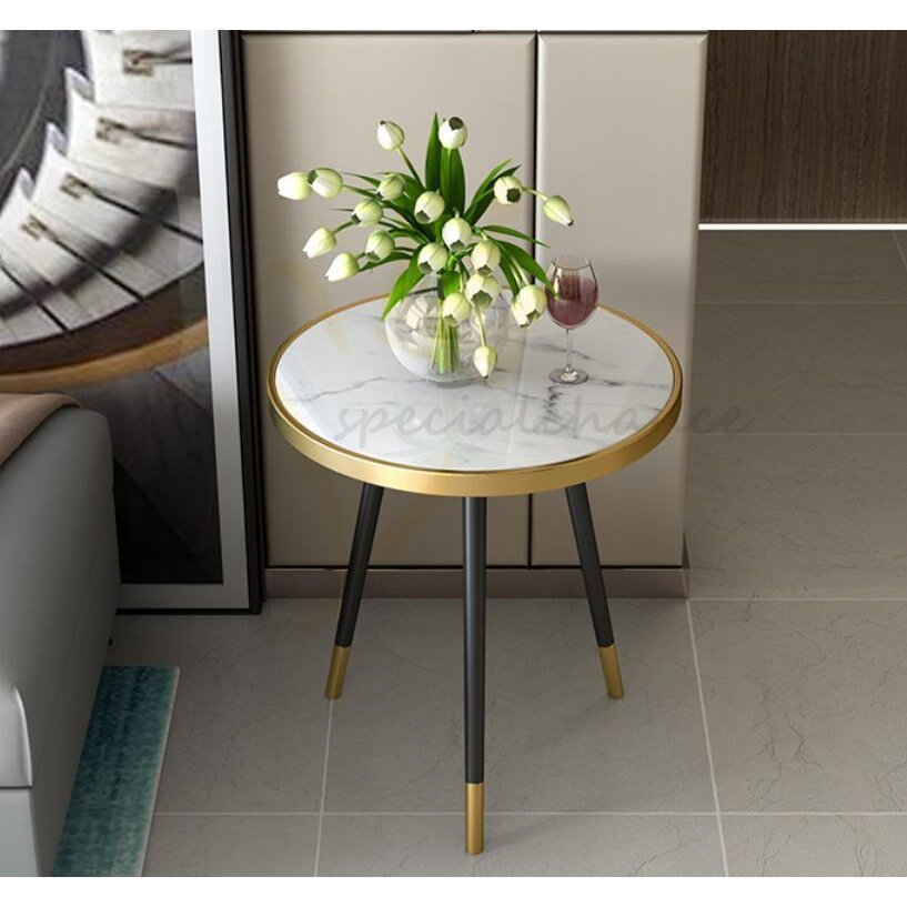 綺麗 新入荷 家具 サイドテーブル 円形 丸テーブル コーヒーテーブル 大理石製 収納家具 大理石 柄 飾り台 35,880円
