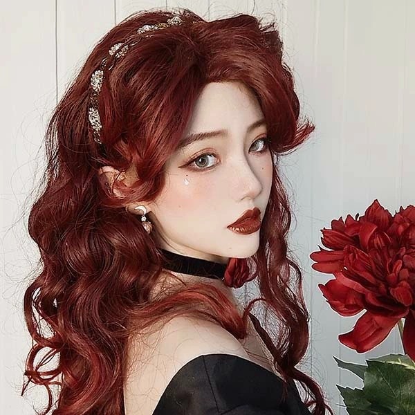 中世の貴族風 巻き毛 フルウィッグ かつら 女性 長髪 ロング ロング丈 ロングウィッグ ロングヘア ロリータ lolita 前髪あり 自然 可愛い キュート wig コスプレ 耐熱 小顔効果抜群 コ