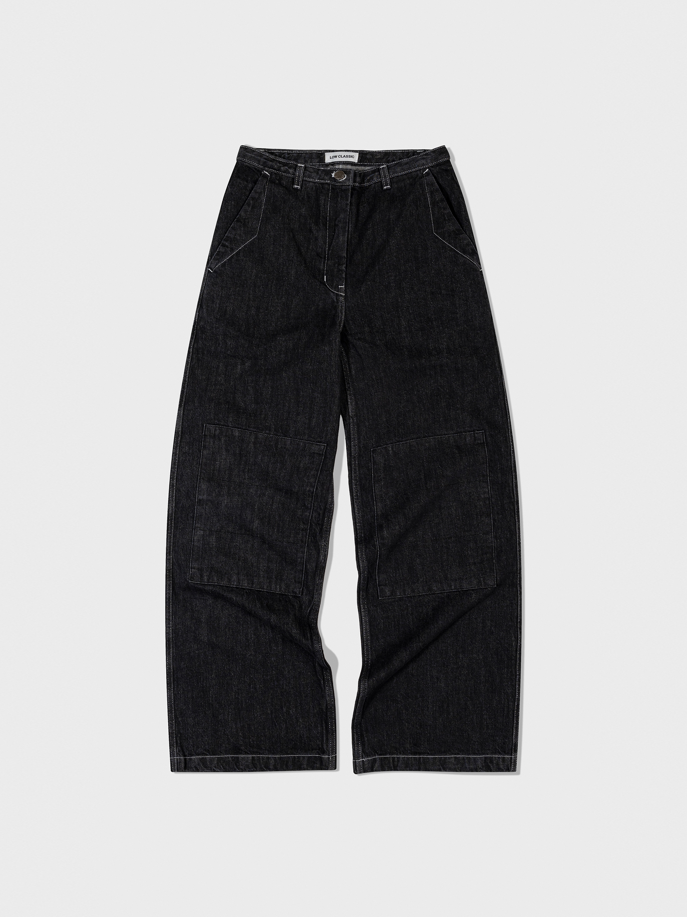 デニム・ジーパン LOW CLASSIC : 24FW / KNEE-PATCH DENIM PANTS (BLACK) LOW CLASSIC】 KNEE-PATCH DENIM PANTS : BLACK デニム・ジーンズ