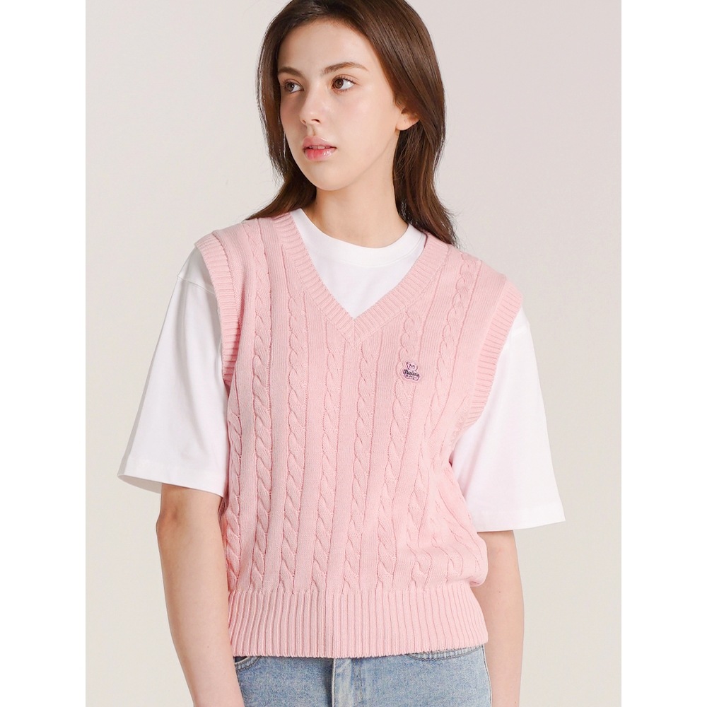 ファビュラスアーカイブ女性用クロップクラシックニットベストライトピンク (FCD1KT203W)