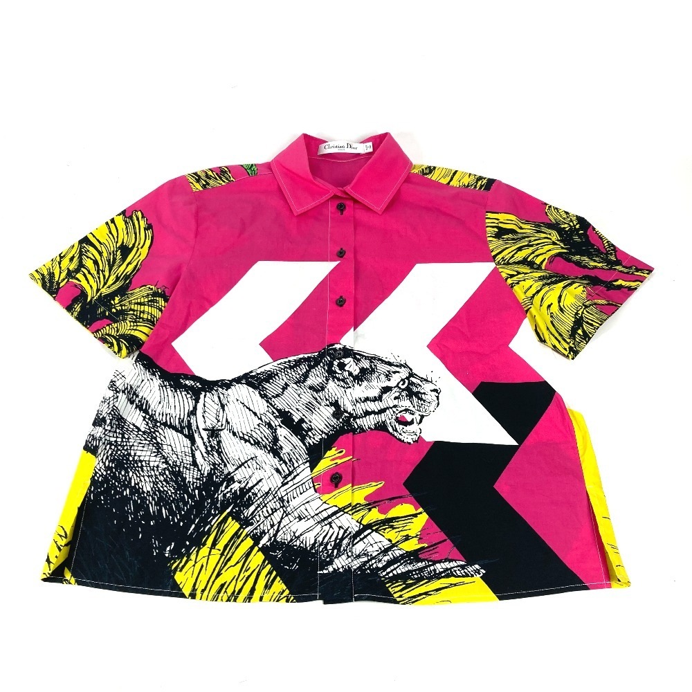 半袖シャツ 221B92A3683　 タイガー 虎 襟付き トップス アパレル コットン ピンク