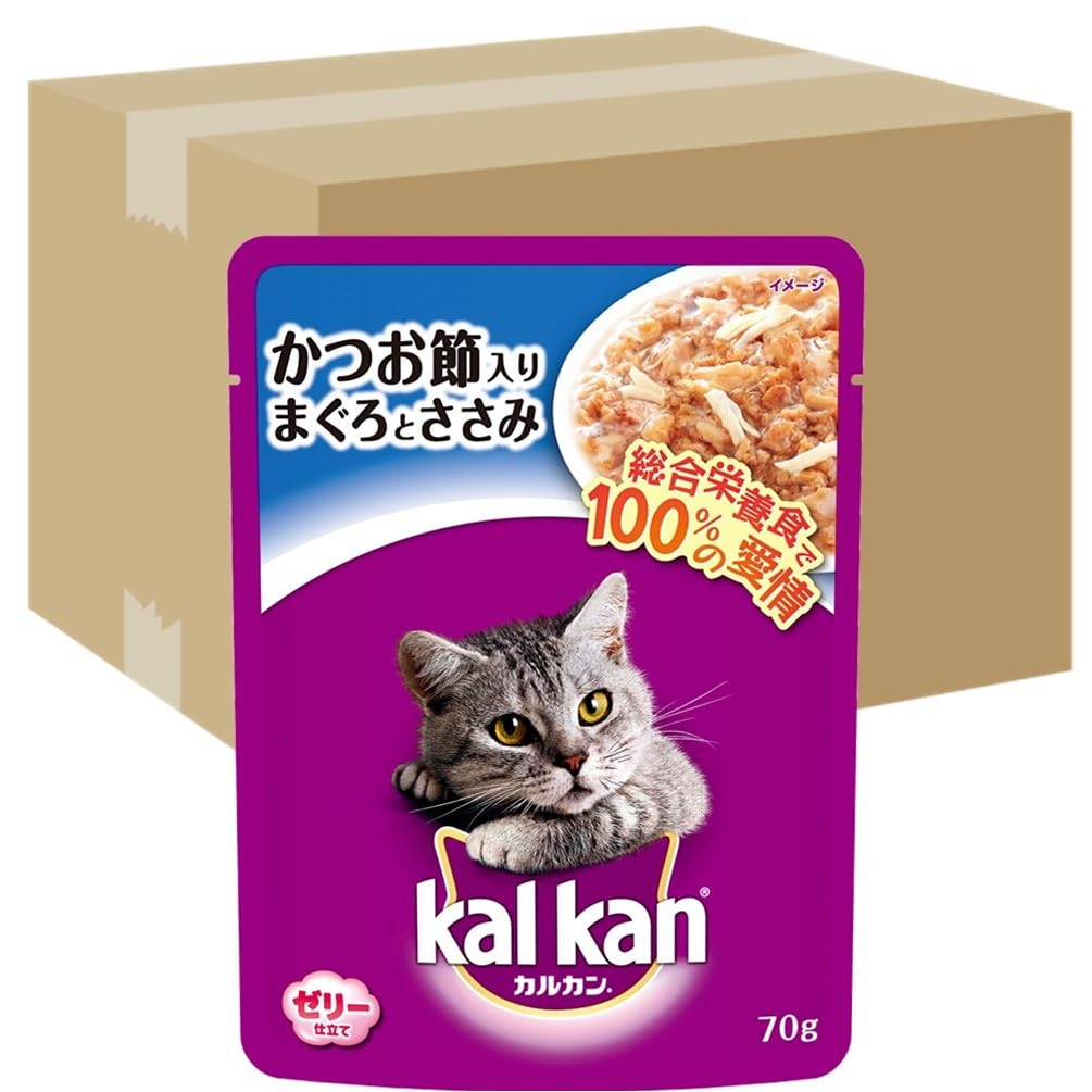 カルカン パウチ かつお節入りまぐろとささみ キャットフード 成猫用 70g×16袋×10 (ケース販売) 14,289円