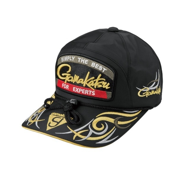 がまかつ 帽子 GM9112 フィッシングキャップ(ワッペン) ブラック×ゴールド L