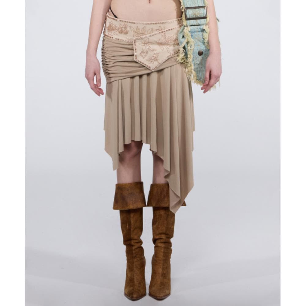 スカルプター Beaded Jersey Skirt Beige SC24A407BE