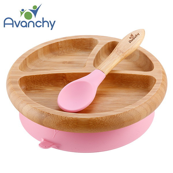アヴァンシー 竹のプレート+スプーンセット ピンク 4,511円