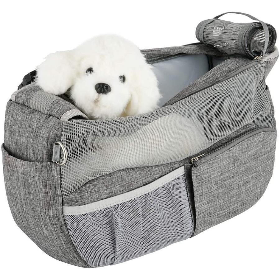 コスパ最高!新品登場 通気性 ペット スリングバッグ 犬用 スリング バッグ 底が厚くなる 飛び出し防止用ストラップ付 犬 猫 斜めショルダーバッグ 小型犬 抱っこ紐