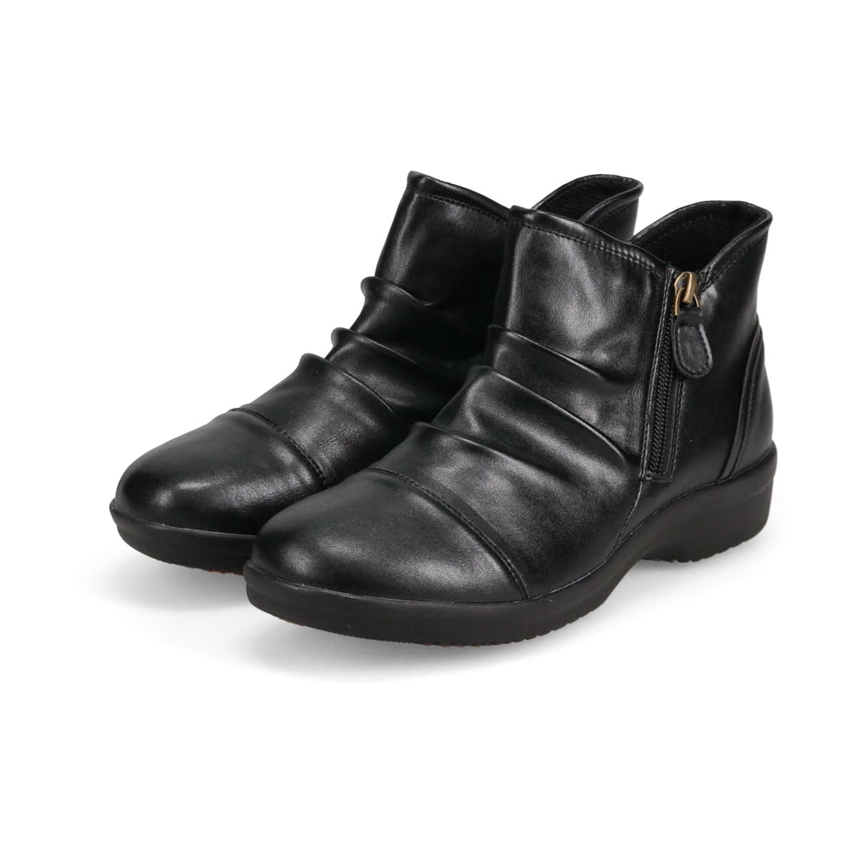 ショートブーツ レディース 防水 ブーツ ローヒール 4e 幅広 サイドファスナー レインシューズ 2882