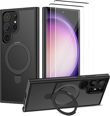 【MagSafeスタンド一体型・画面フィルム付き】Holidi Galaxy S23 Ultra ケース SC-52D SCG20 マット感 マグネット搭載 隠しスタンド 米軍MIL規格 全面保護