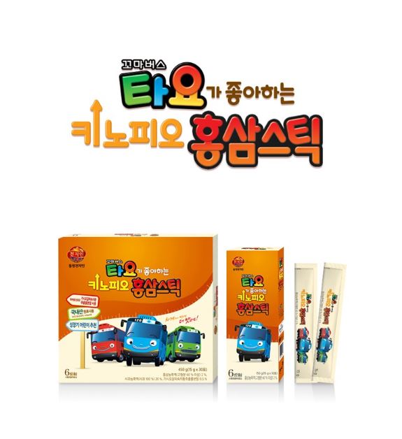 【韓国食品】天地人タヨが好きなキノピオ 国産 6年産 紅参 ゼリースティック 450g (15gx30包)