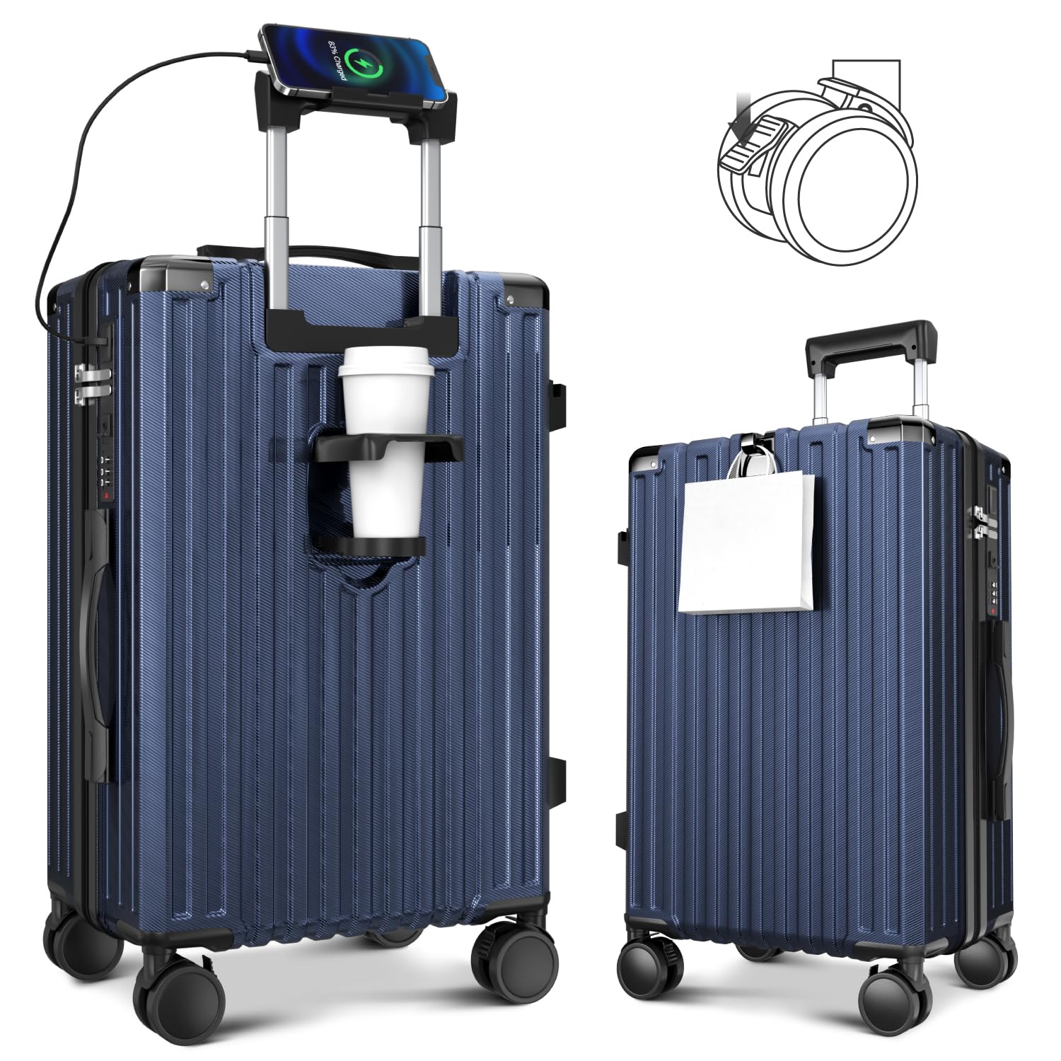 [ＪＯＬＩＳＴＡＲ] スーツケース キャリーケース キャリーバッグ 機内持込 ABS+PC 耐衝撃 大容量 大型 超軽量 静音 ブレーキ機能 ダブルキャスター Type-C&USBポート カップホルダ 4,346円