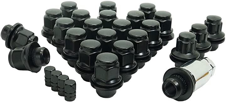 トヨタ 純正 ホイール用 平面座 カラー ロックナット ギアロック 21HEX M12xP1.5 ショート or ロング 選べる5色 黒(黒 ショート P1.5 6穴用 24個セット)