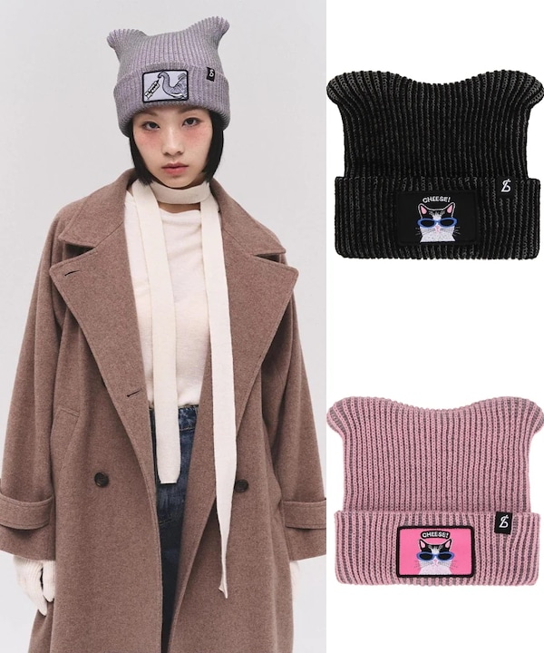 ☆韓国の人気☆【BLACK SANDS】☆ANIMAL WAPPEN BEANI.E☆ Qoo10 Black Sands ANIMAL WAPPEN 帽子 [5タ