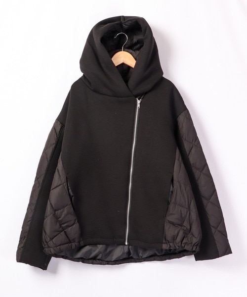 ダウン ダウンジャケット a.n.l ダンボールニット切り替え ダウンジャケット レディース