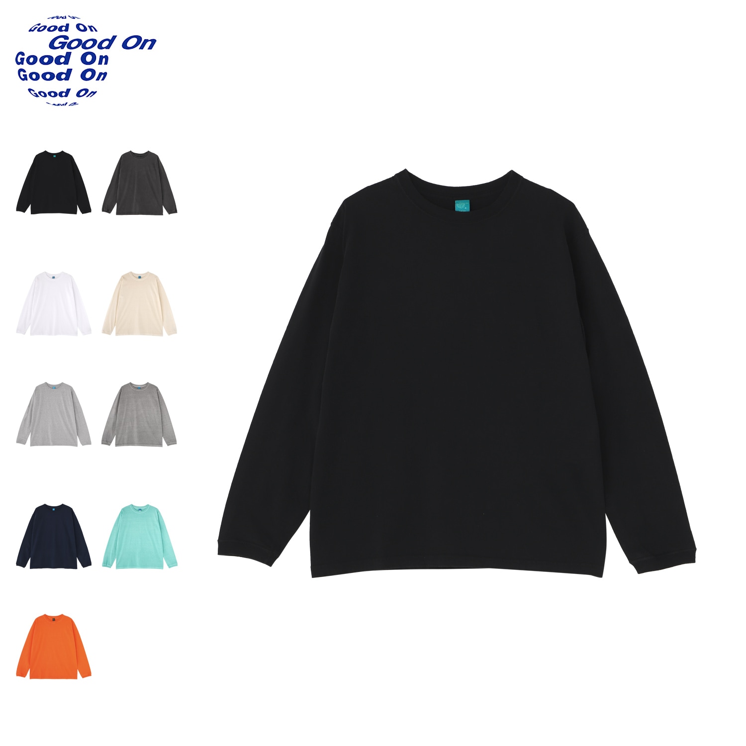 Tシャツ 長袖 ロンT カットソー メンズ レディース クルーネック ロング丈 無地 ブラック ホワイト アイボリー グレー ネイビー グリーン オレンジ 黒 白 GOLS-802