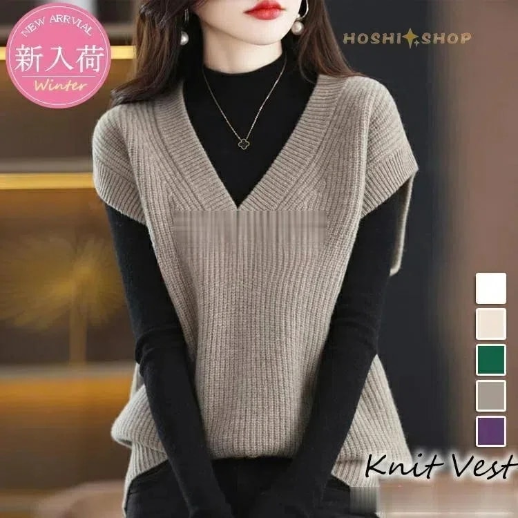 ニットベスト レディース 40代 春秋冬 ベストセーター ノースリープ 無地Vネック ニットベスト カジュアル韓国風 通勤 着痩せ 体型カバー 秋服 50代