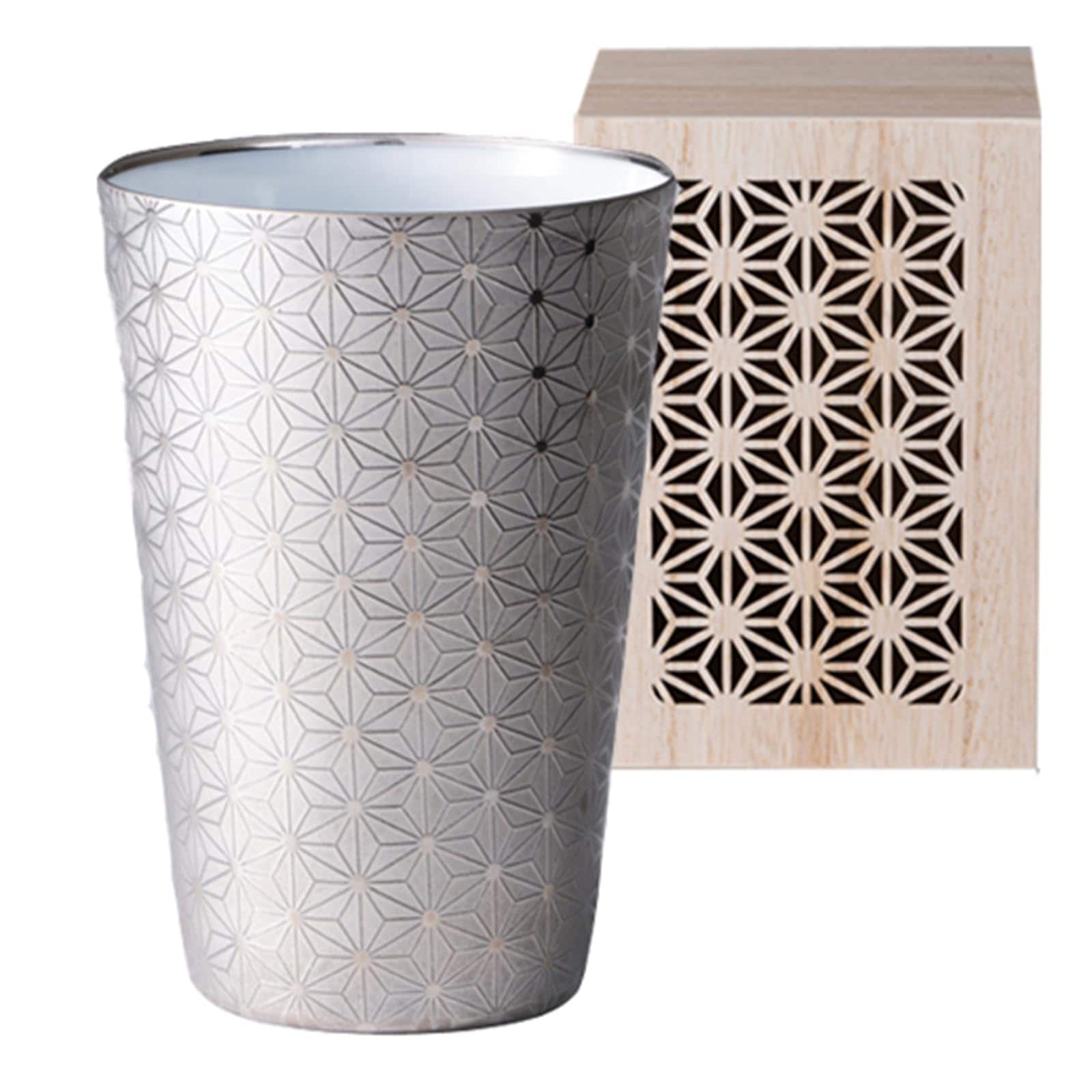 美濃焼 タンブラー 酒器 ビールグラス 約370ml うすづくり 麻の葉 プラチナ 銀 木箱入り ギフト 日本製 US-1012D