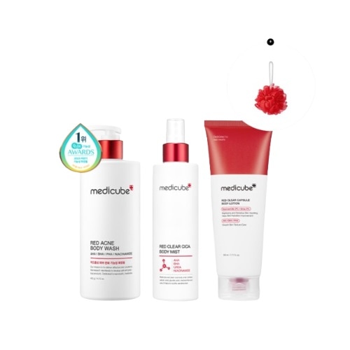 背中ニキビ セット アクネ ボディウォッシュ 2.0 400g レッドクリア カプセル ボディローション 230ml シカボディミスト 200ml