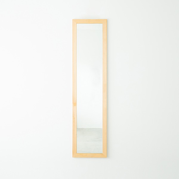 幅広枠ウォールミラー(40×161)(ナチュラル) 天然木 姿見鏡 ワイド 高級感 木製 飛散防止加工 壁掛け 北欧風 ヴィンテージ 韓国インテリア 玄関 トイレ 洗面 ...