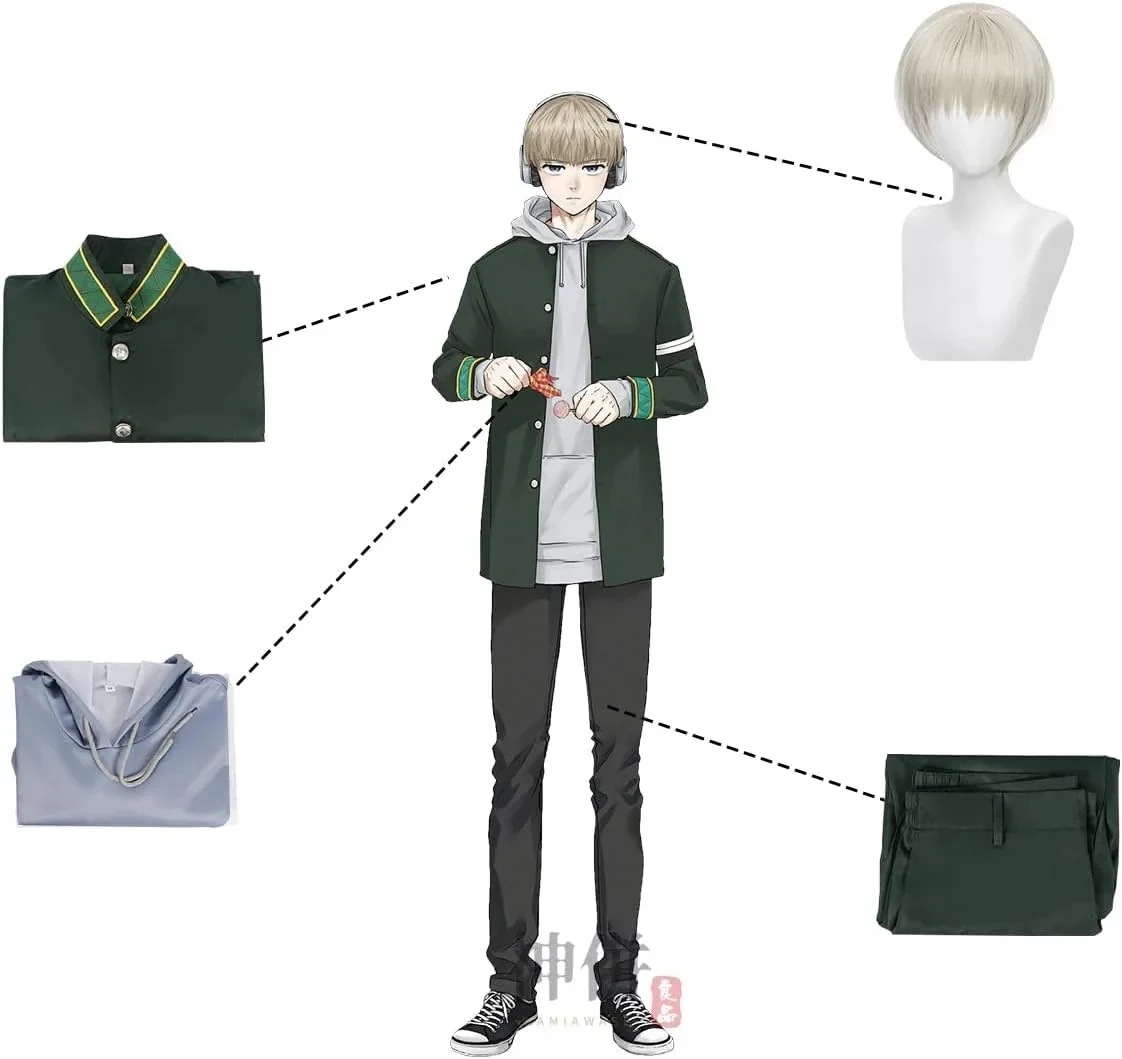 wusuobic[迅速な出荷]イベント日常服 ハロウィン クリスマス 変装 仮装 コスチューム BREAKER WIND ウイッグ付き 制服 制服スーツ 梶蓮コスプレ衣装 風鈴高校