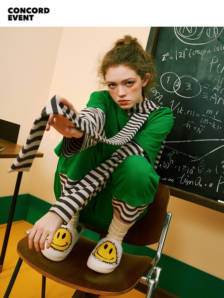 純綿フェイクツーピースストライプカップルホーム服セット