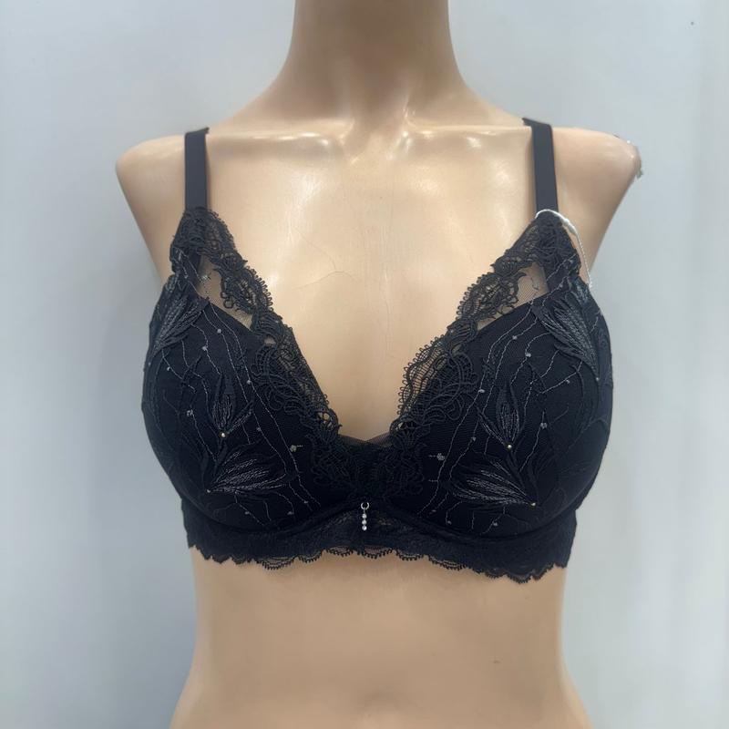 ケミカルパッチ刺繍ノンワイヤーブラ BR979ABK