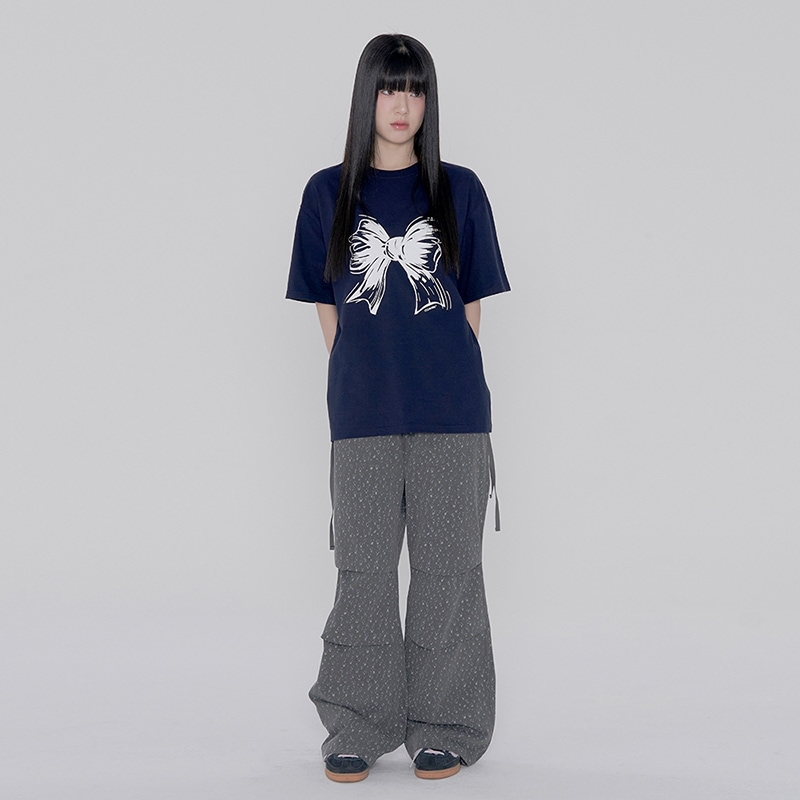 FLOWER GARDEN BANDING PANTS - CHARCOAL