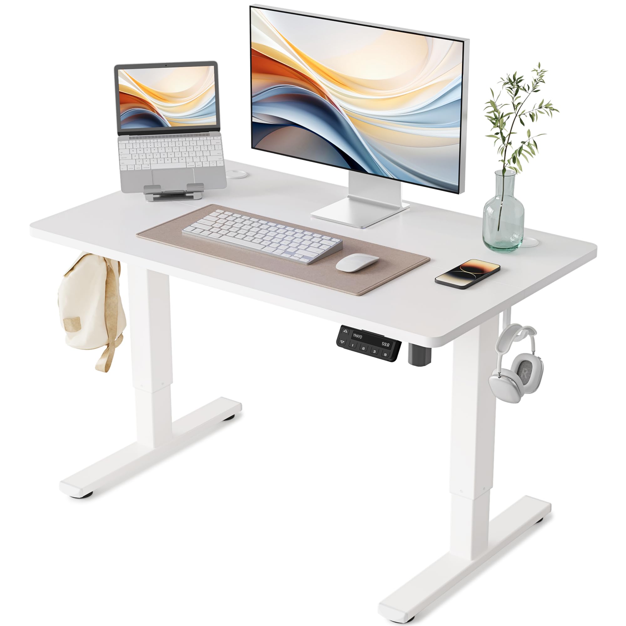 ローデスク 高さ46-72cm 昇降デスク 幅100cm 奥行き60cm 電動 ゲーミングデスク 昇降式デスク 高さメモリー機能 上下昇降デスク 衝突検知 静音 収納フック付き 組 57656