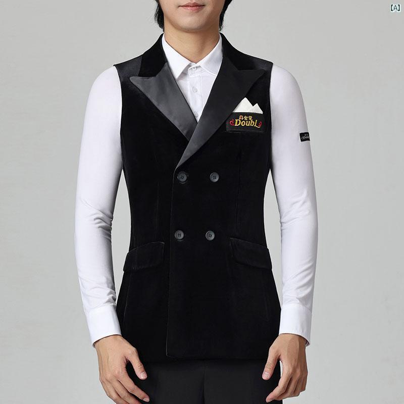 ダンス練習着ダンス衣装社交ダンス衣装 国際 モダン ダンス トップ メンズ 社交 ベルベット ベスト 練習 服 パフォーマンス ラテン