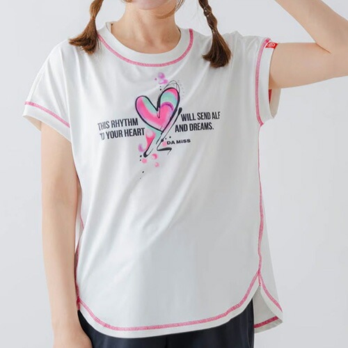 ペイントハートTシャツ フィットネス 半袖 ウィメンズ 1634-1466-WHT
