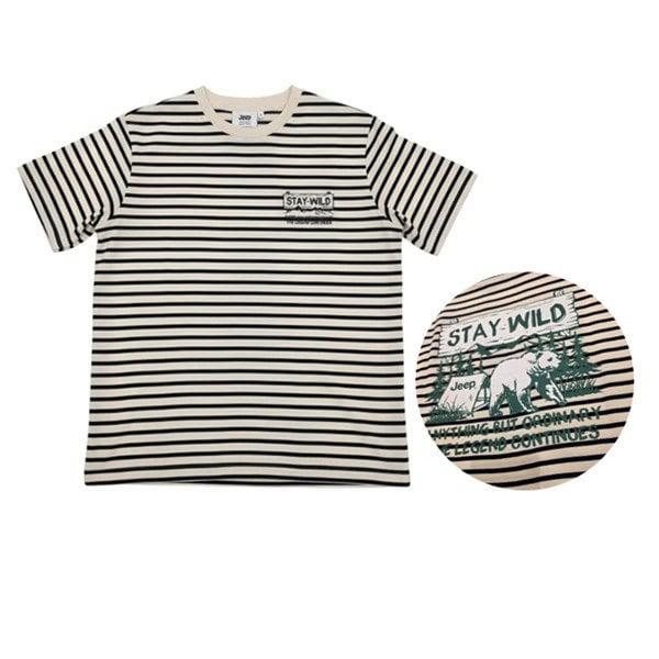 26 新商品 男女共用 STAY WILD ボーダー半袖TシャツJR2TSU113_US