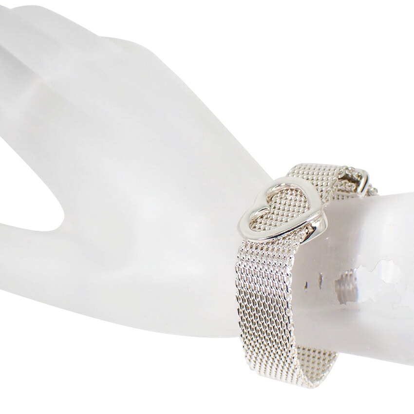 【中古】TIFFANY/ティファニー 925 サマセットメッシュ ハート ブレスレット[g382-64］