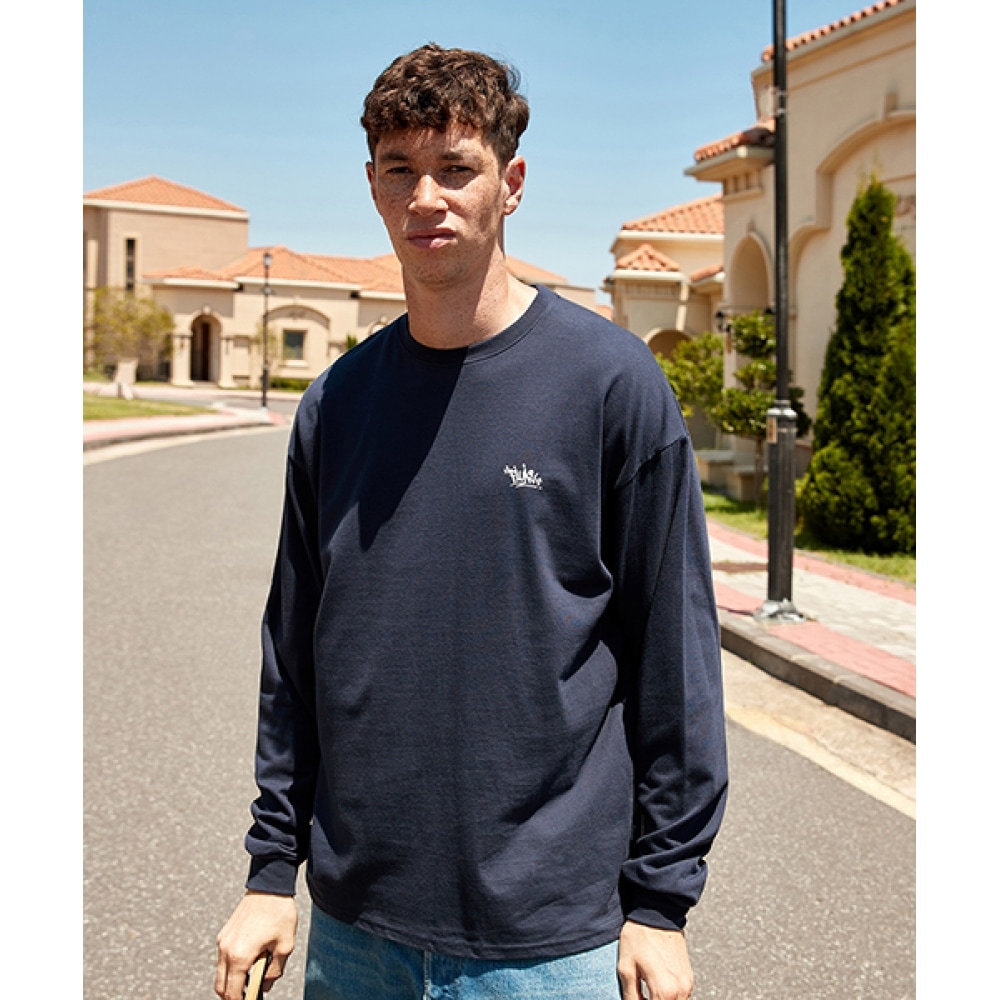 FLUKEスラムロゴ長袖TシャツネイビーFLT119