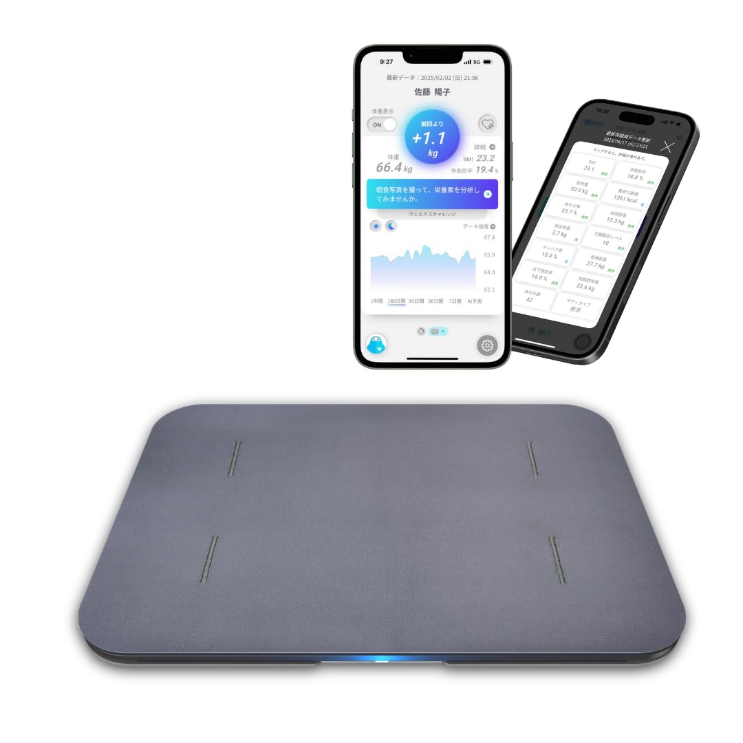 スマートバスマット (Smart Bath Mat) 体組成計 モデル  【 スマホ連動/体重管理/ダイエット モード搭載 /  Wi-FI/体脂肪率/BMI/筋肉量/基礎代謝量/骨量 /  内臓脂肪