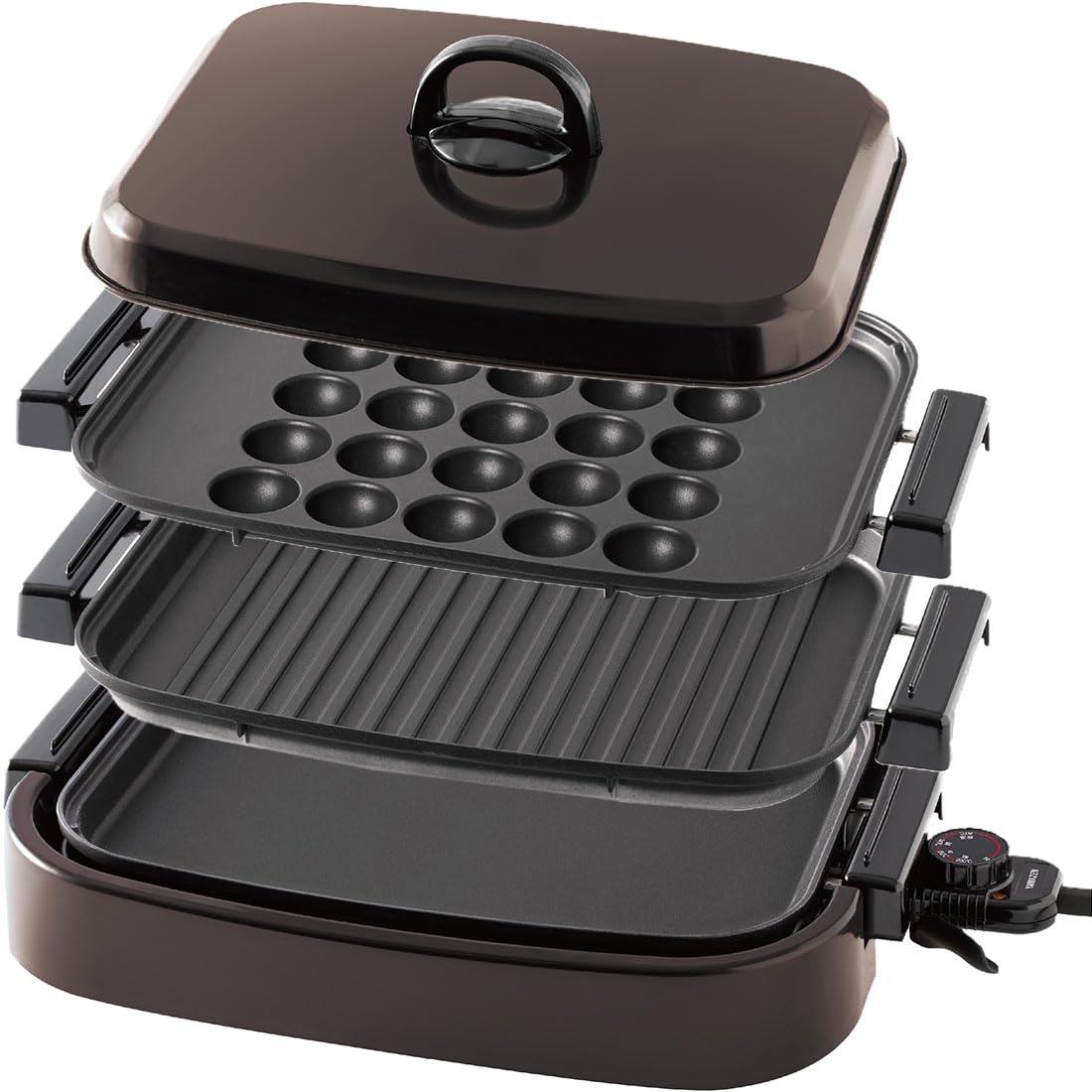 [山善] ホットプレート 3WAY (平面プレート/波形プレート/たこ焼きプレート) 着脱式 ワンタッチ操作 蓋付き フッ素コーティング ブラック YHG-T131(T) 7,814円