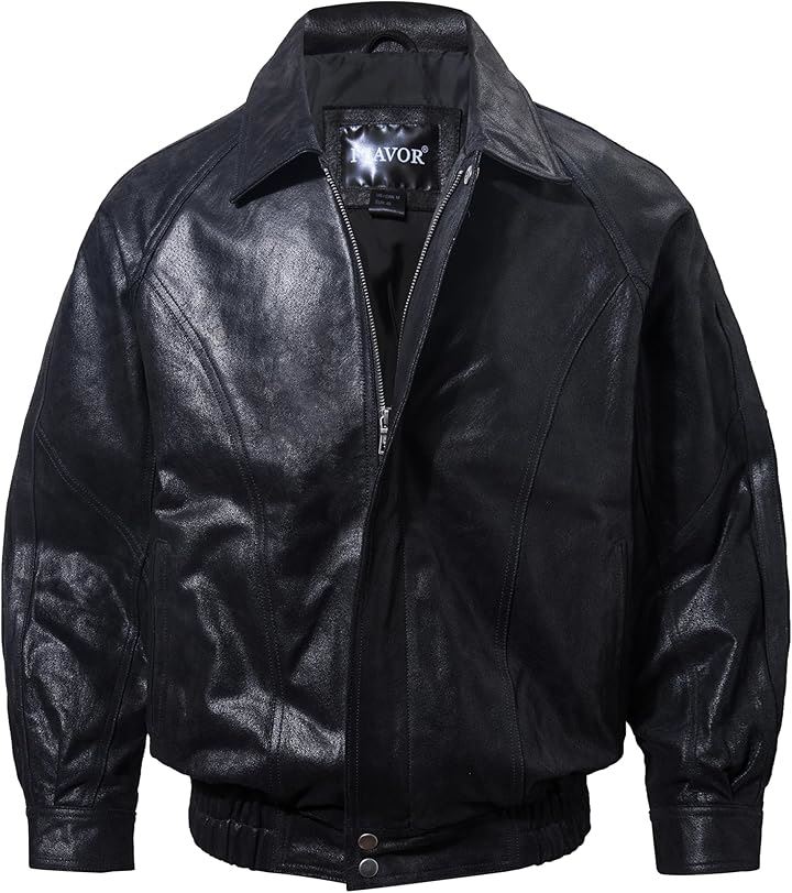 メンズ カジュアル 本革 レザー ボンバージャケット クラシック 革ジャン パイロットジャケット 秋冬( ブラック, 3XL) 40,800円