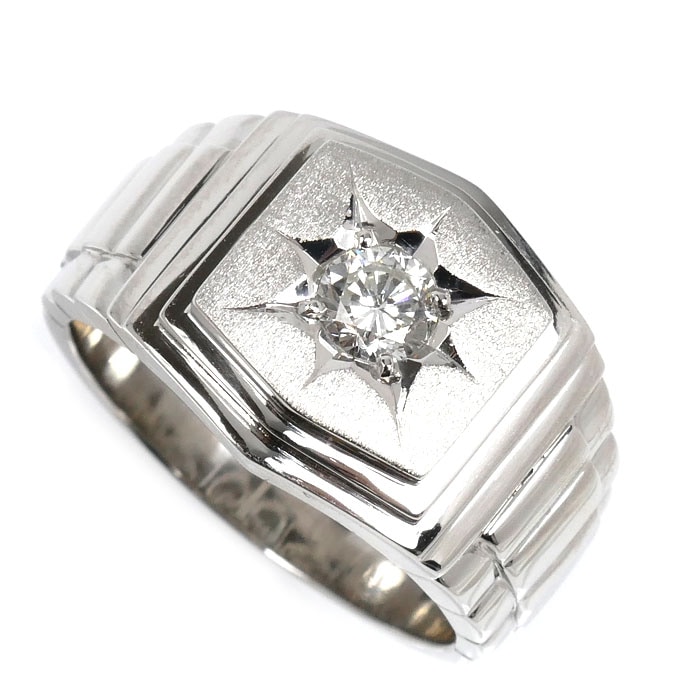 Pt900プラチナ リング・指輪 ダイヤモンド0.58ct 31.4g 28号 メンズ 中古 美品